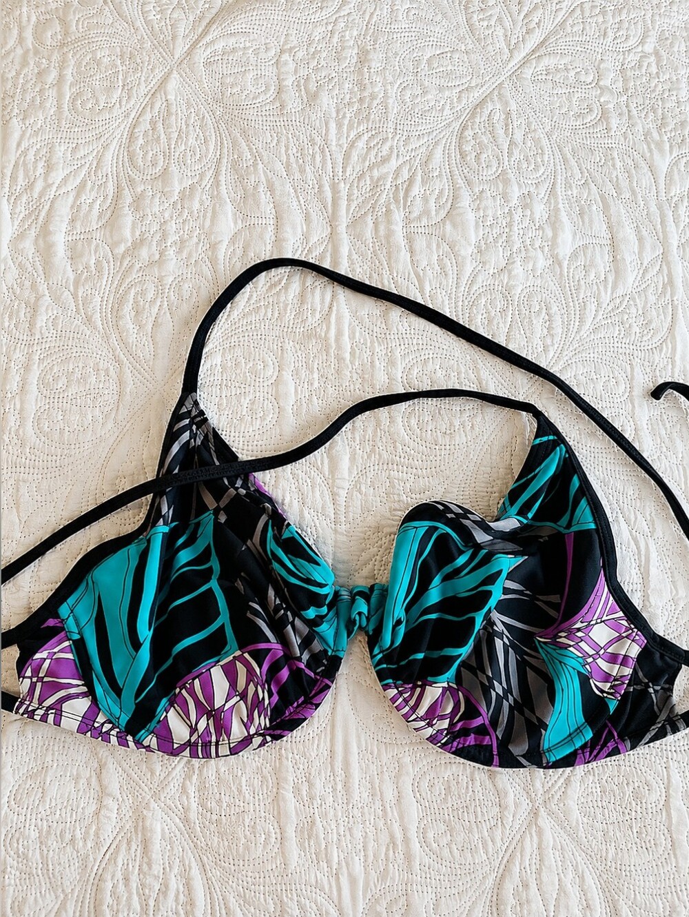 Skye Underwire Bikini Top E Cup Tropical Print Black Multicolor
